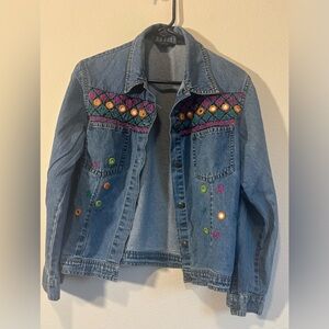 Vintage Agapo Western Aztec Floral Denim Jacket size Small